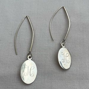 925 Sterling Silver H monogrammed drop earrings